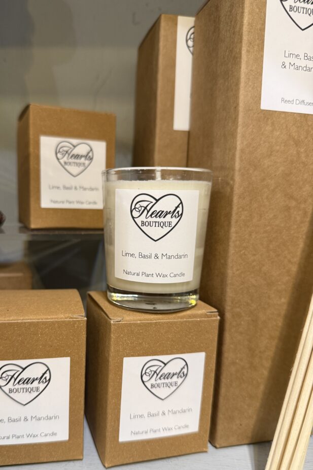Small Candle Packaging on display.