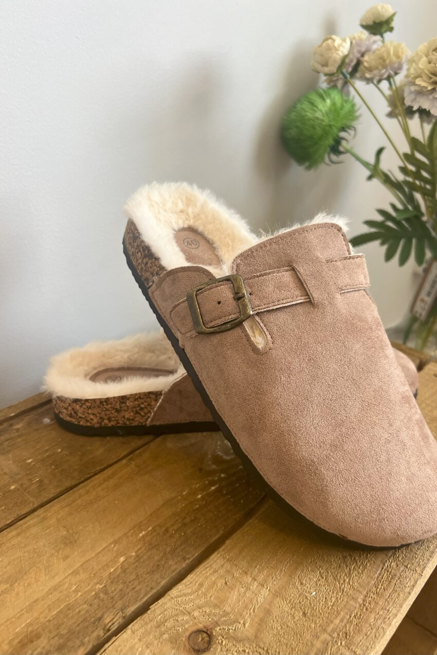 neutral lined clogs