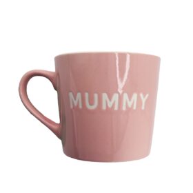 Pink ceramic mum with 'Mummy' written on the front.