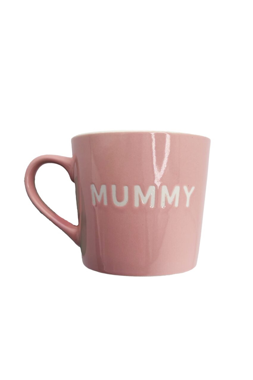 Pink ceramic mum with 'Mummy' written on the front.