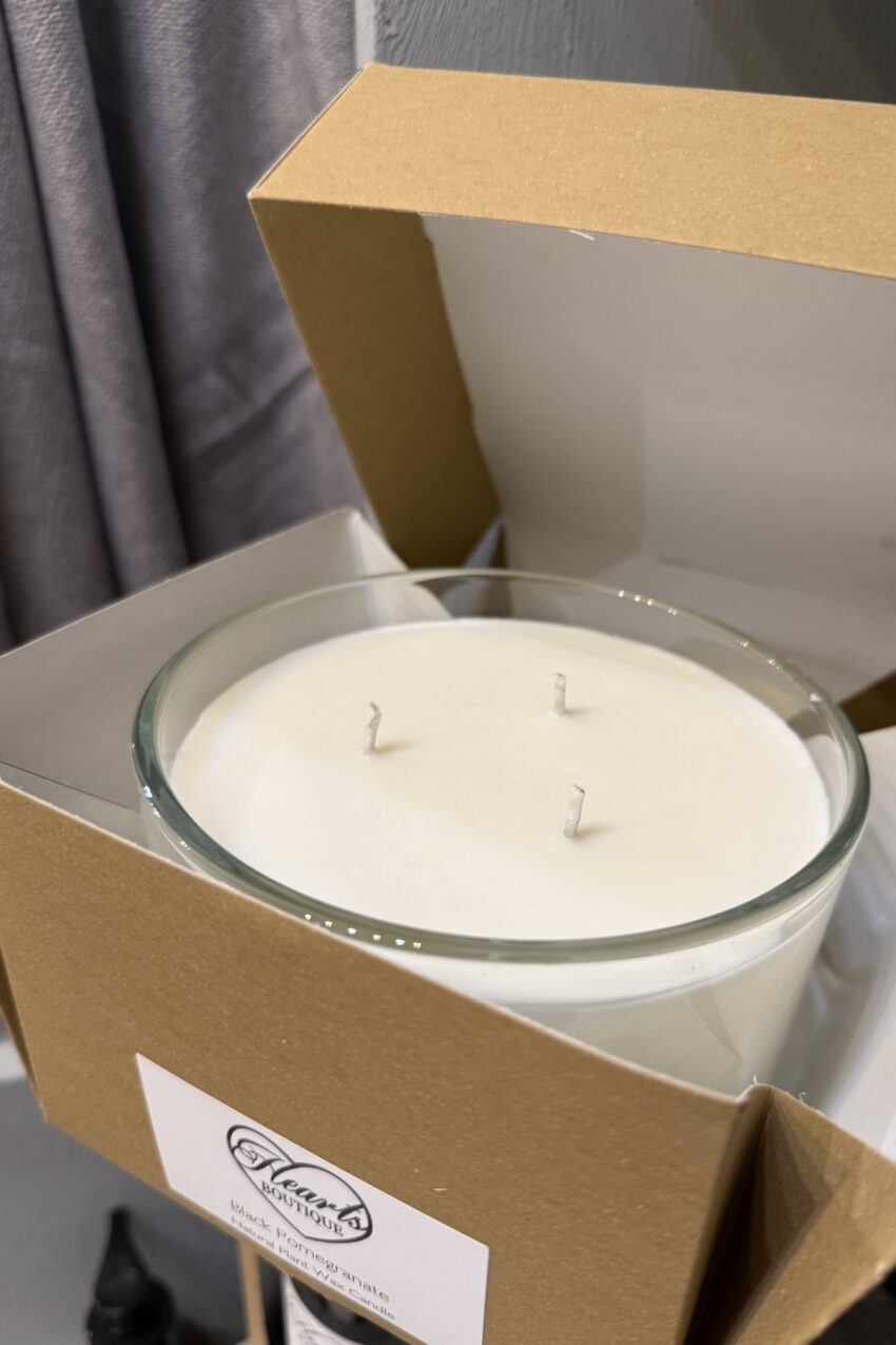 Our Black Pomegranate 3 Wick Extra Large Candle.